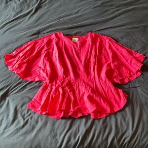 Tell Me Everything Fuchsia Pink Peplum Linen Top